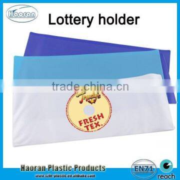 Thumb notch plastic ticket holder, coupon holder, PVC Play slip holder