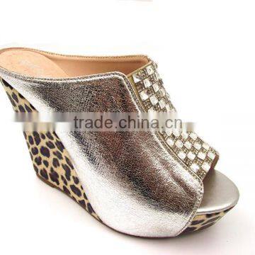 new pu wedge sole diamond slipper.high heel diamond slipper