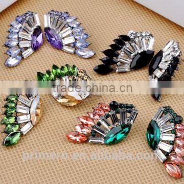 Angel Wings Designs Resin Plant Women Five Colors Glass Stones Stud Earrings photo-6