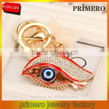 Fashion Jewelry Crystal Blue Evil Eyes Beads Keychain Rhinestone Key Ring