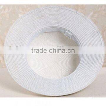 QXSH0056 White Straw Hat With Bowknot Cloche Fedora Summer Women Beach Hat photo-3