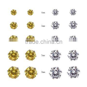 Fantasy Citrine+Clear Color Cubic Zirconia 316L Hypoallergenic Stainless Steel Stud Earring Jewelry Earrings Set 10Pairs/Bag