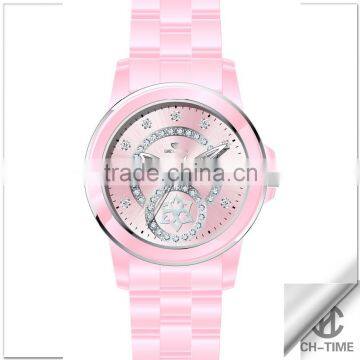 Vogue ceramic stainless steel diamond lady watch