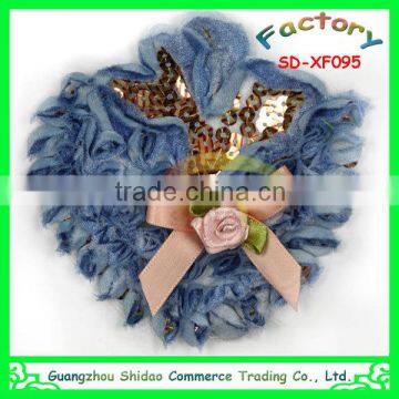 Deep blue flower high quality chiffon applique embroidery chiffon decoration flower