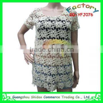 High quality fashion designer embroidery clothing lace woman cotton embroidery blouse