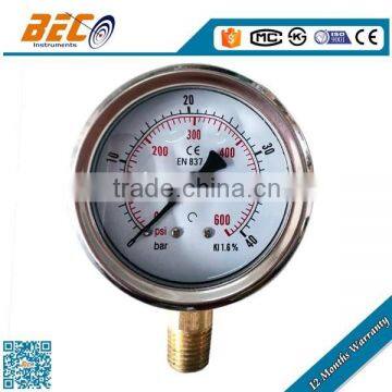 Factory price Stainless steel case mechanical oil pressure gauge