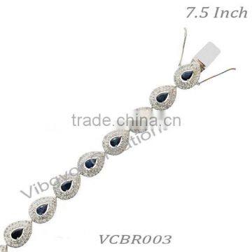 Bracelet Natural Blue Sapphire 925 Sterling Silver Antique Men Women Hot Sapphire Hand Bracelet