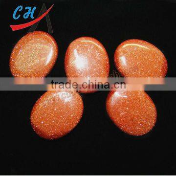 Polished Oval Shape Gold Sand Gemstone for Decoration