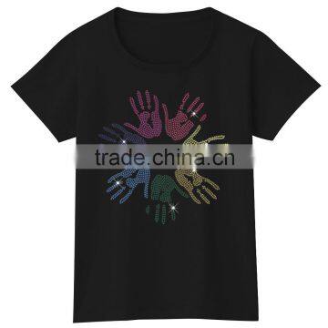Colorful Hand Printing for Group Activities Short Sleeves Tshirt for Girls photo-3