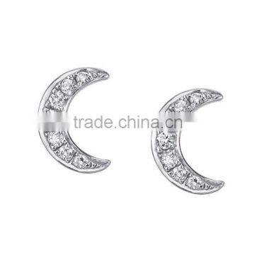 Moon stud handmade jewelry manufacturer cz earrings