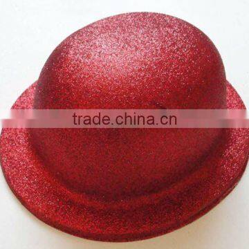 Red glitter bowler hat for party decoration