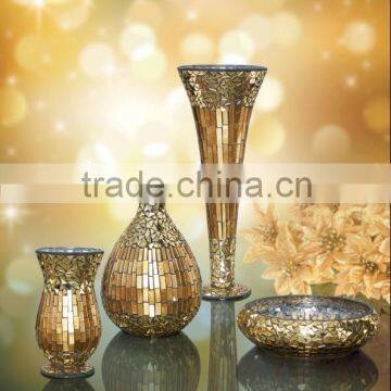 Flower glass mosaic hurricane vase 1