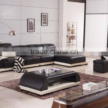 Modern Cow Leather Home Used Black High Quality Leather Sofa AL509