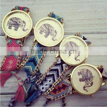 Handmade Braided Elephant Friendship Bracelet Watch GENEVA Watch Ladies Quarzt Watches