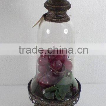 8009245MC-Antique Rustic Metal and Glass Cover Holder photo-1