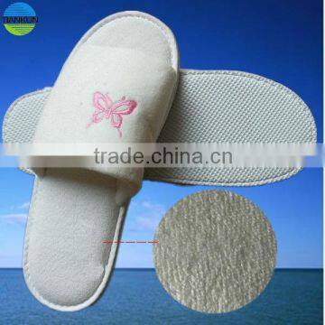 pink butterfly embroidery logo cotton velent cheap hotel slipper