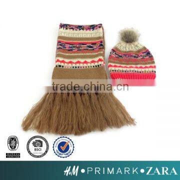 Hotsale jacquard knitting scarf and beanie set