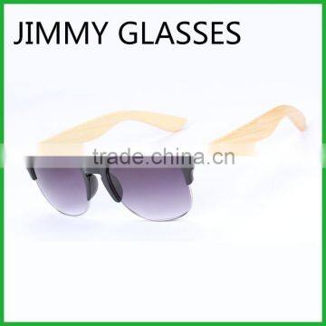 JMP612 Plastic Half Frame Gradient Lens UV400 Bamboo Leg Sunglasses