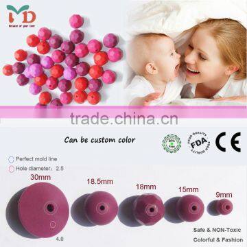 Silicone Teething Baby Beads/Food Grade Chewing Bulk Loose Beads For Baby Nursing Necklace Jewelry DIY