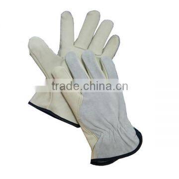 pearl gray cowhide & cow grain driver glove with wing thumb