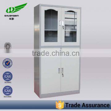 Commen Glass Door Cabinet/ Low Price High Quality Steel Office Cupboard/ 2 Doors Stainless File Cupboard