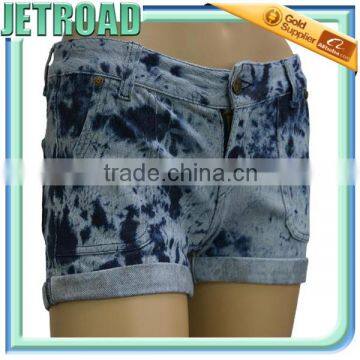 Stylish Knitted Denim Jeans shorts - Sexy stretchy roll-up 5 pockets shorts jeans, discharge prints