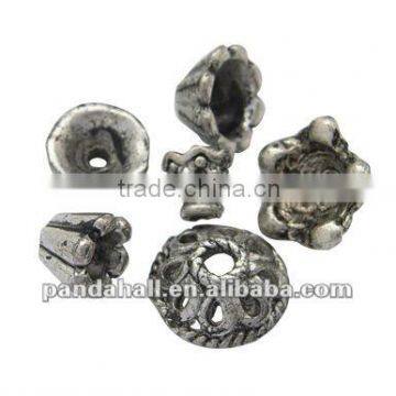 Tibetan Style Bead Caps, Alloy, Assorted Shapes, Antique Silver Color, 4~16x4~16x1~8mm(M-A002-AS)