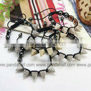 Fashion Bracelets, with Alloy Rhinestone Cone Beads(BJEW-C312-M)