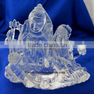 Exclusive Crystal Quartz / Sfatik Hand Carved Shiva Parivar /Family