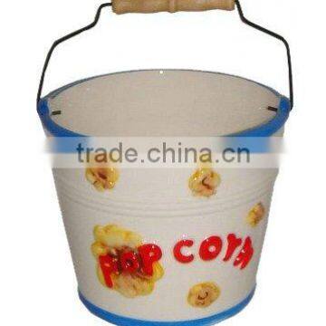 Hand-painted Ceramic Popcorn Bucket