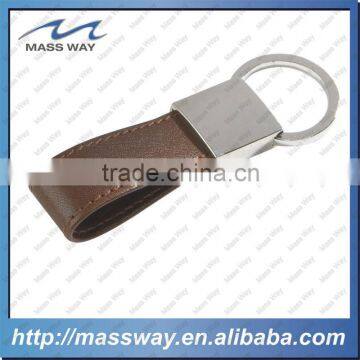 blank promotion hot sale metal zinc alloy brown leather keychain