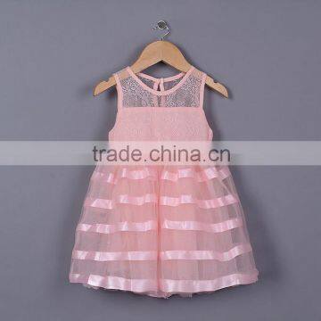 Summer Newest 2015 Infant Dress Pink Striped Sleeveless Cotton For Girl Dress Kids Clothes 2-6 Years Hot Sale GD50112-8