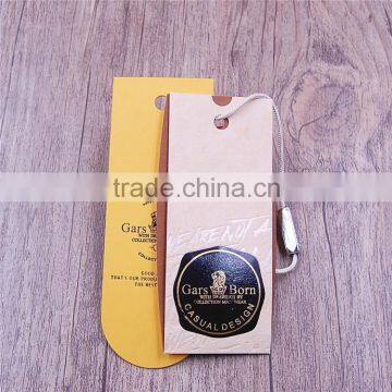 Custom luggage garment hangtag with white nylon string