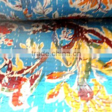 RTHKG-20 Indian Bengali Designer Fruit Floral Cotton Fabric Kantha Gudari Bedspread Traditional Manufacturer Wholesaler Throw photo-2