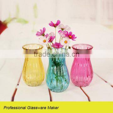 fancy narrow waist glass vase with color