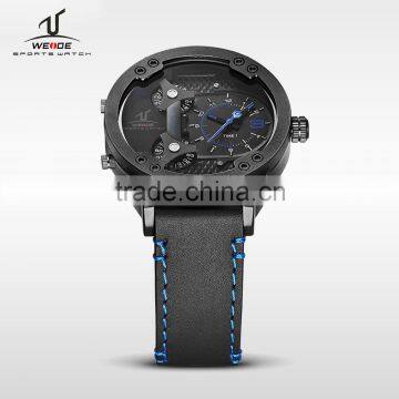 WEIDE Luxury Watch Brand Men Quartz Watches Genuine Leather Watch Strap Waterproof Casual Wrist Watches Men