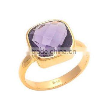 The Gopali Jewellers Rose Vermeil Gold Amethyst Quartz Gemstone Sterling Silver Stacking Ring