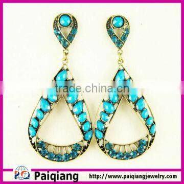 Latest design fashion elegant blue diamond teardrop drop earrings