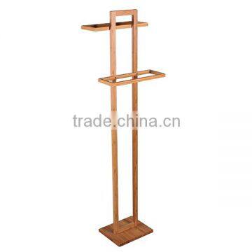 Bathroom towel usage rack bamboo floor standing towel storage rack