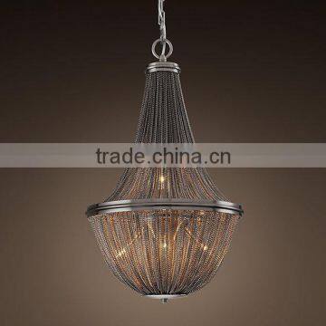 0808-6 Cast brass strung with iron beaded chains ceiling lamp chandelier