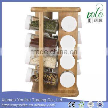 Hot-selling 16 Piece revolving spice rack Bamboo Spice Rack