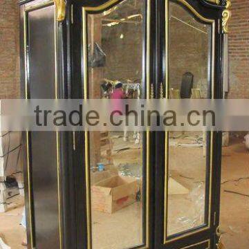 2 Doors Wardrobe With Mirror - Antique Bedroom Furniture - Wooden Product