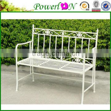 Discounted New Vintage Design Wrought Iron White Folding Bench For Park Patio J24M TS05 X11B PL08-10288