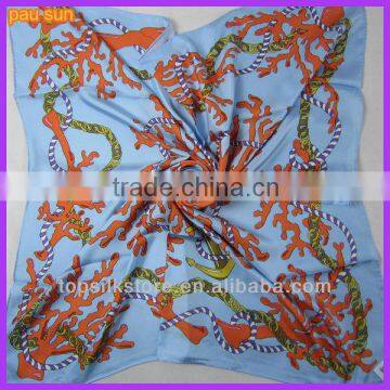 14 m/m twill solid silk square scarf