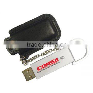 Leather pouch contains metal usb flash drive 16GB