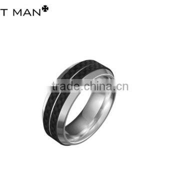 2016 new style smooth and comfortable pure tungsten steel black carbon fiber ring