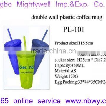 Double Wall Plastic Coffee Mug PP Cup