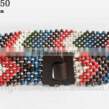 wooden beads lastic belt