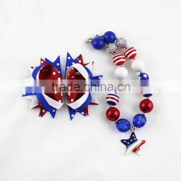 4th of July big hair ribbon bow, girls hair bows