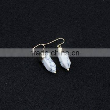 Simple Designs Gold Plated Fishhook White Turquoise Stick Earrings For Ladies